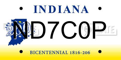 ND7C0P Indiana License Plate