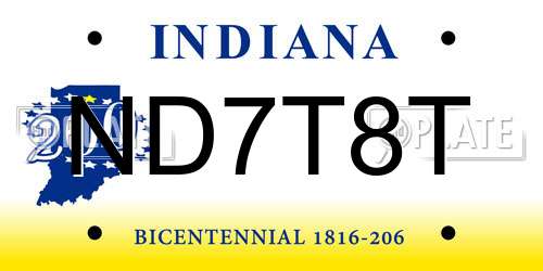 ND7T8T Indiana License Plate