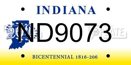 ND9073 Indiana License Plate