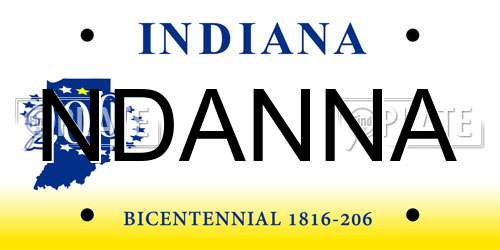 NDANNA Indiana License Plate