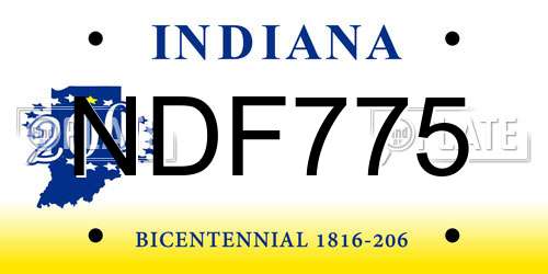 NDF775 Indiana License Plate