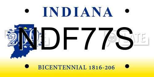 NDF77S Indiana License Plate