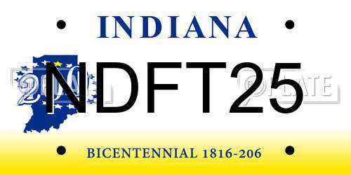 NDFT25 Indiana License Plate