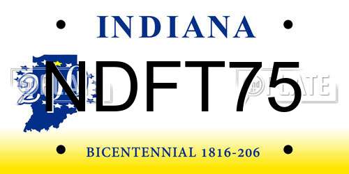 NDFT75 Indiana License Plate