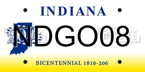 NDGO08 Indiana License Plate