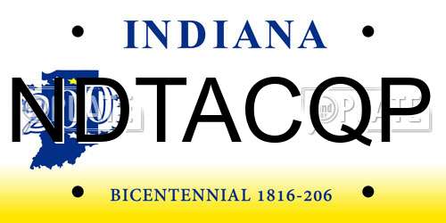 NDTACQP Indiana License Plate