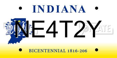 NE4T2Y Indiana License Plate