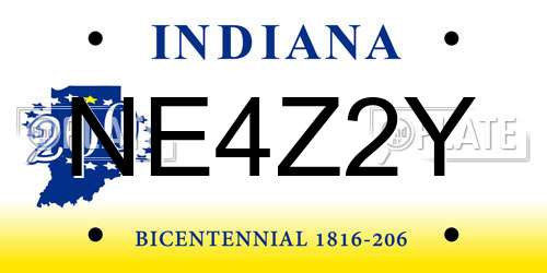 NE4Z2Y Indiana License Plate
