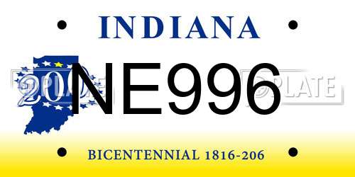 NE996 Indiana License Plate