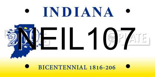 NEIL107 Indiana License Plate