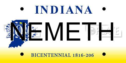 NEMETH Indiana License Plate