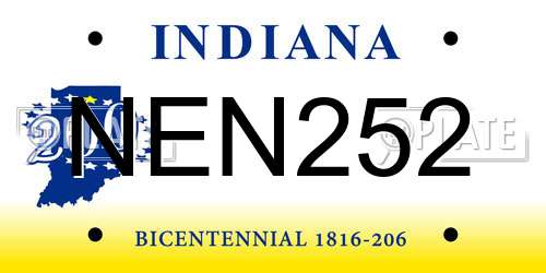 NEN252 Indiana License Plate