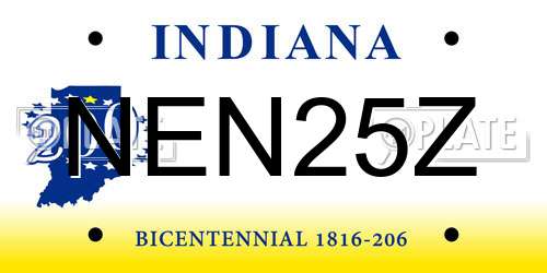 NEN25Z Indiana License Plate