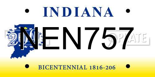NEN757 Indiana License Plate