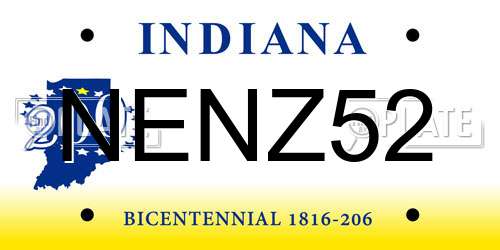 NENZ52 Indiana License Plate