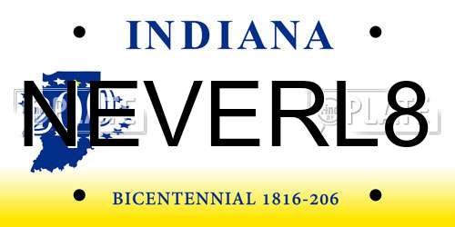 NEVERL8 Indiana License Plate