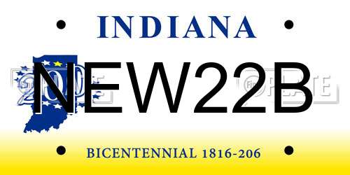 NEW22B Indiana License Plate