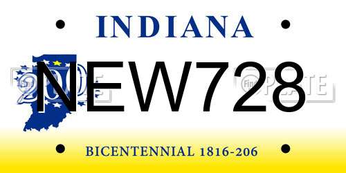 NEW728 Indiana License Plate