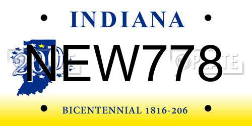 NEW778 Indiana License Plate