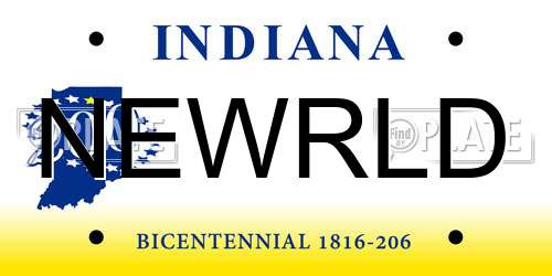 NEWRLD Indiana License Plate
