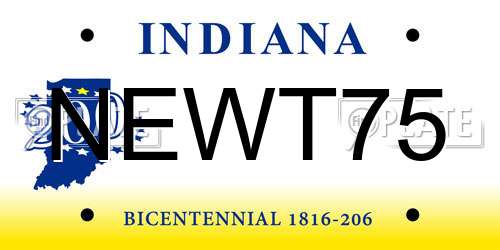 NEWT75 Indiana License Plate