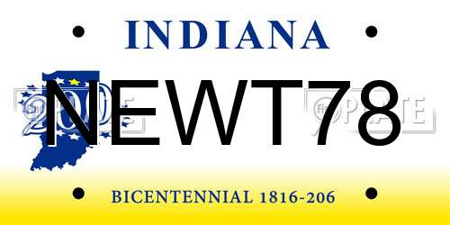 NEWT78 Indiana License Plate