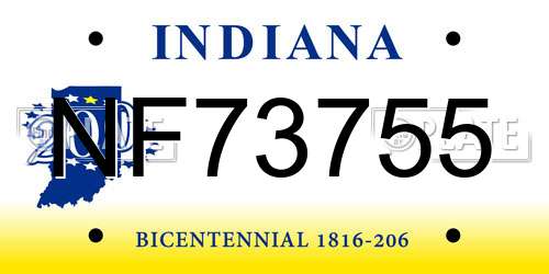 NF73755 Indiana License Plate