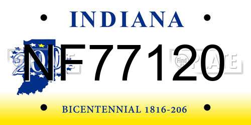 NF77120 Indiana License Plate