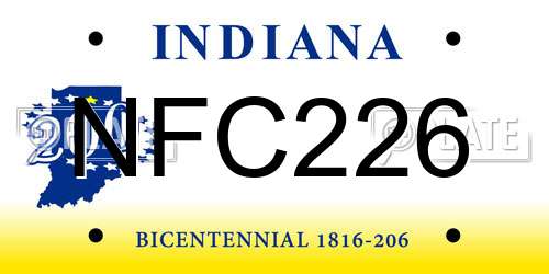 NFC226 Indiana License Plate