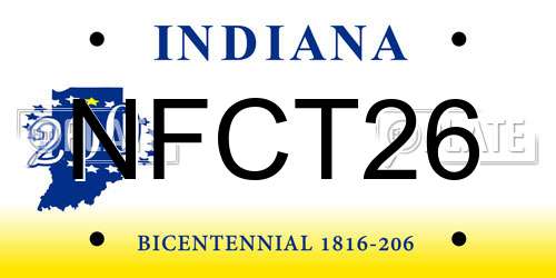 NFCT26 Indiana License Plate