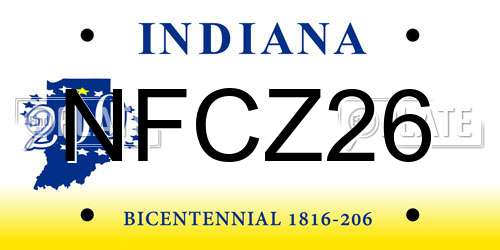 NFCZ26 Indiana License Plate