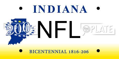 NFL Indiana License Plate