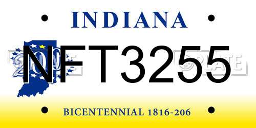 NFT3255 Indiana License Plate