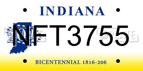 NFT3755 Indiana License Plate