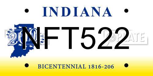 NFT522 Indiana License Plate