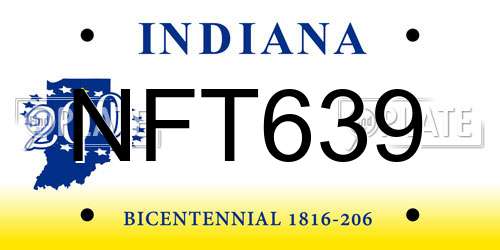 NFT639 Indiana License Plate