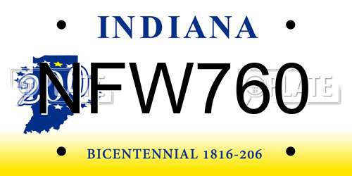 NFW760 Indiana License Plate