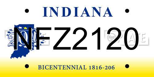 NFZ2120 Indiana License Plate