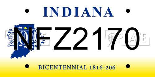 NFZ2170 Indiana License Plate