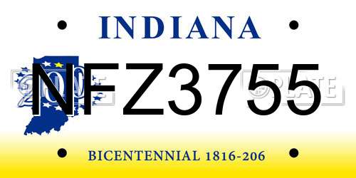 NFZ3755 Indiana License Plate