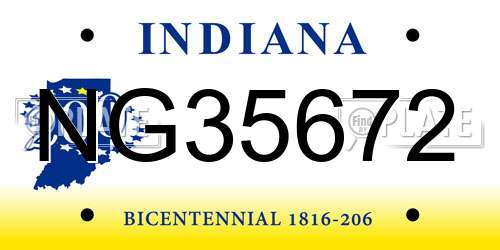 NG35672 Indiana License Plate