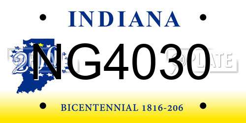 NG4030 Indiana License Plate
