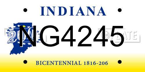 NG4245 Indiana License Plate
