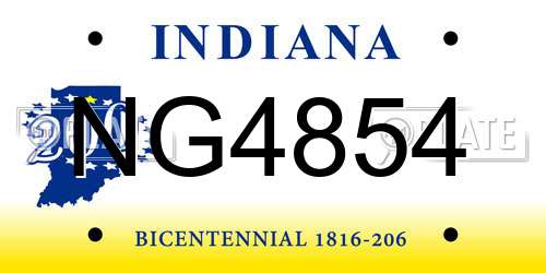 NG4854 Indiana License Plate