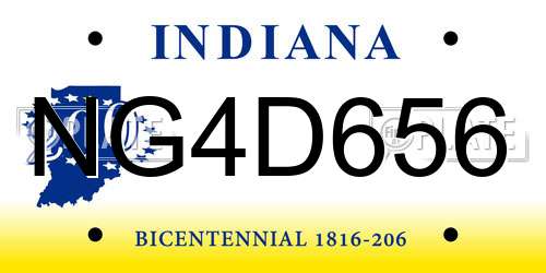 NG4D656 Indiana License Plate
