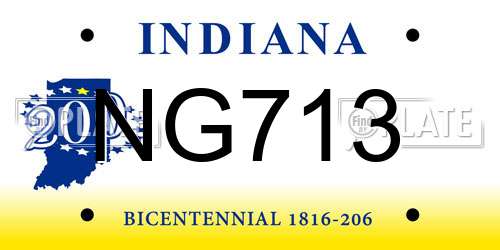 NG713 Indiana License Plate