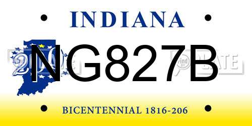 NG827B Indiana License Plate