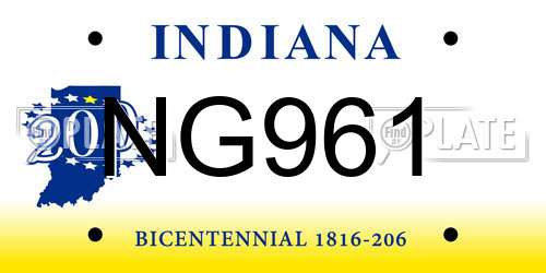 NG961 Indiana License Plate