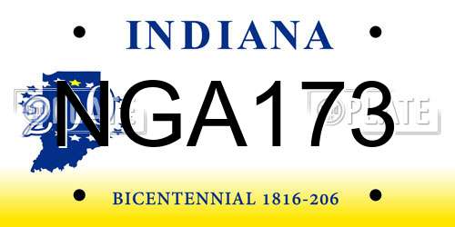 NGA173 Indiana License Plate