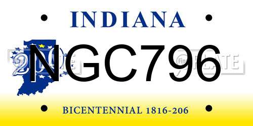 NGC796 Indiana License Plate